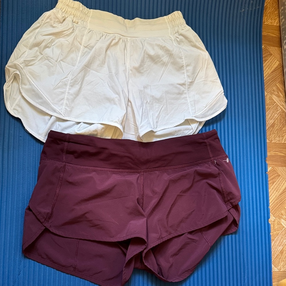 lululemon athletica Women's Athletic Shorts — White & Burgundy